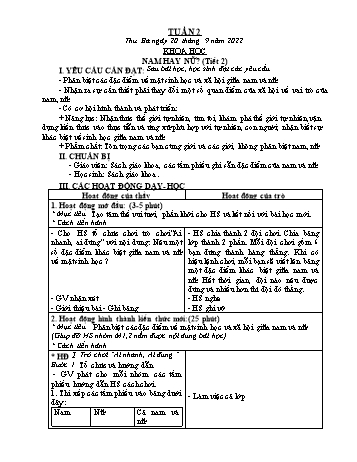 Kế hoạch bài dạy Khoa học Lớp 5 - Tuần 2 - Năm học 2022-2023 - Phạm Thị Bích Liễu