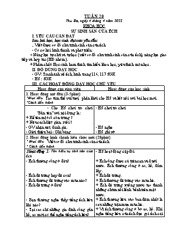 Kế hoạch bài dạy Khoa học Lớp 5 - Tuần 29 - Năm học 2022-2023 - Phạm Thị Bích Liễu
