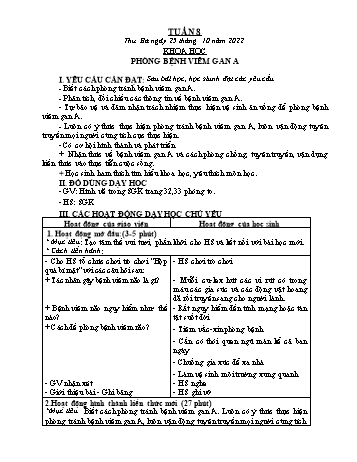 Kế hoạch bài dạy Khoa học Lớp 5 - Tuần 8 - Năm học 2022-2023 - Phạm Thị Bích Liễu