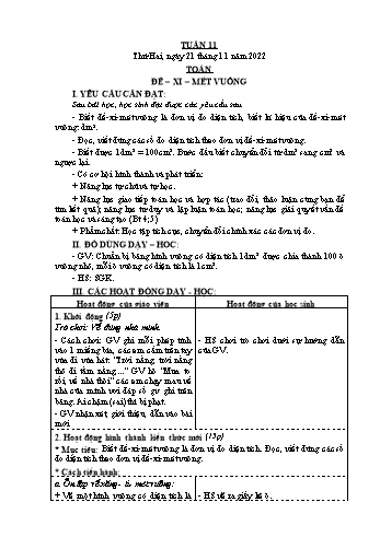 Kế hoạch bài dạy Khối 4 - Tuần 11 - Năm học 2022-2023 - Nguyễn Thị Mai Liễu
