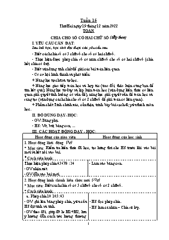 Kế hoạch bài dạy Khối 4 - Tuần 15 - Năm học 2022-2023 - Nguyễn Thị Mai Liễu