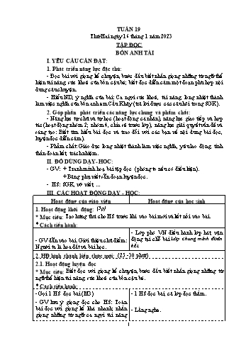Kế hoạch bài dạy Khối 4 - Tuần 19 - Năm học 2022-2023 - Nguyễn Thị Mai Liễu
