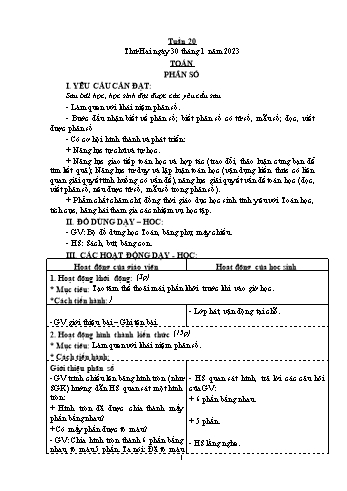 Kế hoạch bài dạy Khối 4 - Tuần 20 - Năm học 2022-2023 - Nguyễn Thị Mai Liễu