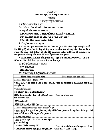 Kế hoạch bài dạy Khối 4 - Tuần 27 - Năm học 2022-2023 - Nguyễn Thị Mai Liễu
