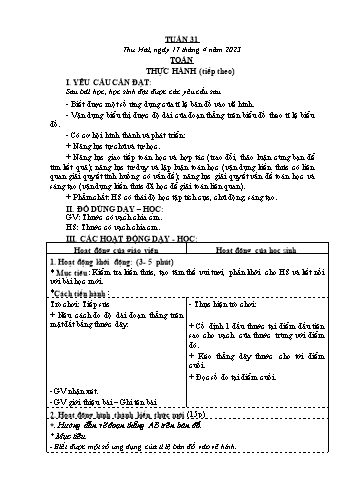 Kế hoạch bài dạy Khối 4 - Tuần 31 - Năm học 2022-2023 - Nguyễn Thị Mai Liễu