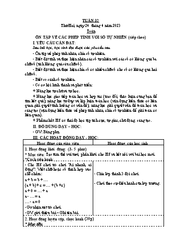Kế hoạch bài dạy Khối 4 - Tuần 32 - Năm học 2022-2023 - Nguyễn Thị Mai Liễu