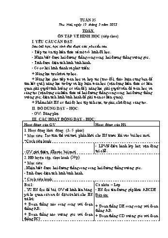 Kế hoạch bài dạy Khối 4 - Tuần 35 - Năm học 2022-2023 - Nguyễn Thị Mai Liễu