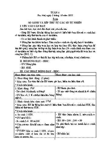Kế hoạch bài dạy Khối 4 - Tuần 4 - Năm học 2022-2023 - Nguyễn Thị Mai Liễu