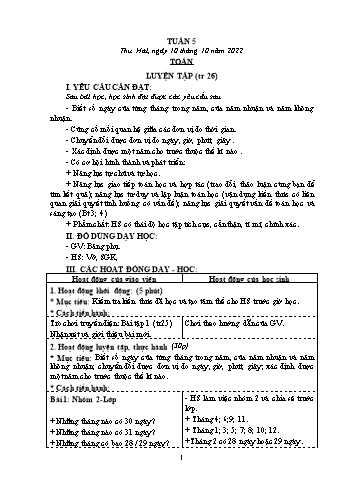 Kế hoạch bài dạy Khối 4 - Tuần 5 - Năm học 2022-2023 - Nguyễn Thị Mai Liễu