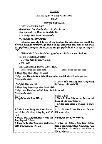 Kế hoạch bài dạy Khối 4 - Tuần 6 - Năm học 2022-2023 - Nguyễn Thị Mai Liễu