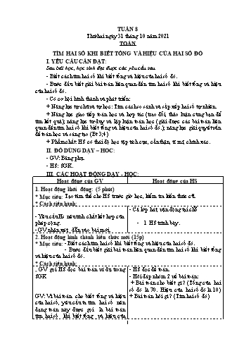 Kế hoạch bài dạy Khối 4 - Tuần 8 - Năm học 2022-2023 - Nguyễn Thị Mai Liễu