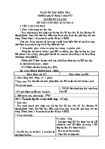 Kế hoạch bài dạy Khối 4 - Tuần Ôn tập kiểm tra - Năm học 2022-2023 - Nguyễn Thị Mai Liễu