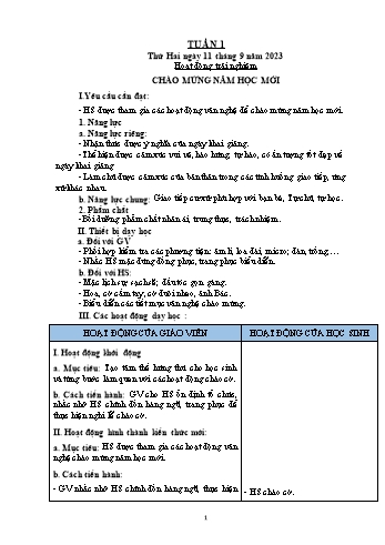 Kế hoạch bài dạy Lớp 2 - Tuần 1 - Năm học 2023-2024 - Văn Thị Hồng Châu