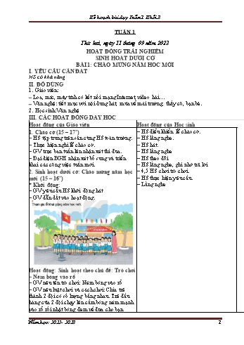 Kế hoạch bài dạy Lớp 3 - Tuần 1 - Năm học 2023-2024 - Nguyễn Thị Ánh Tuyết