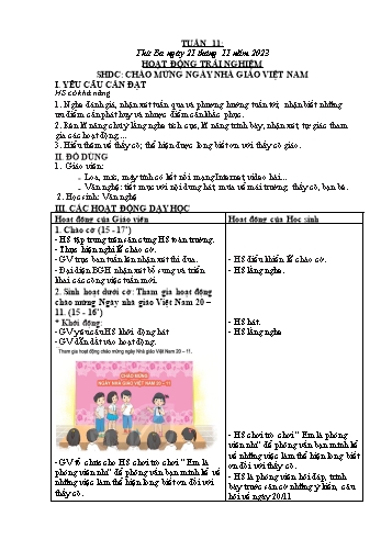 Kế hoạch bài dạy Lớp 3 - Tuần 11 - Năm học 2023-2024 - Nguyễn Thị Ánh Tuyết