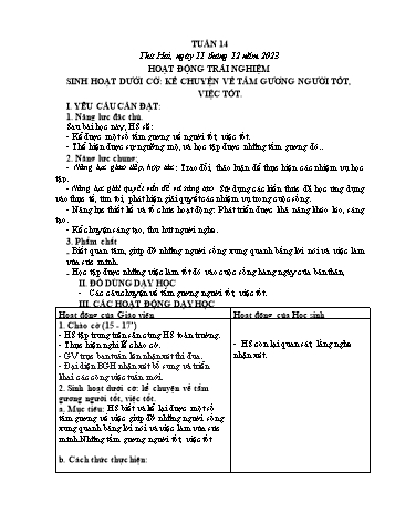 Kế hoạch bài dạy Lớp 3 - Tuần 14 - Năm học 2023-2024 - Nguyễn Thị Ánh Tuyết