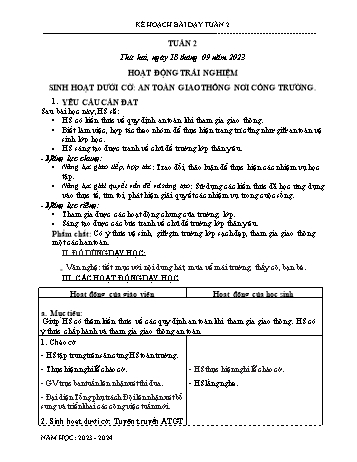 Kế hoạch bài dạy Lớp 3 - Tuần 2 - Năm học 2023-2024 - Nguyễn Thị Ánh Tuyết