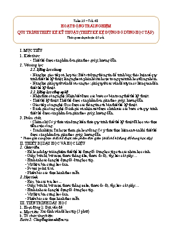 Kế hoạch bài dạy môn Hoạt động trải nghiệm 8 - Tuần 35. Bài 48: Quy trình thiết kế kỹ thuật (Thiết kế kệ đựng đồ dùng học tập) - Nguyễn Thị Ngọc Dung