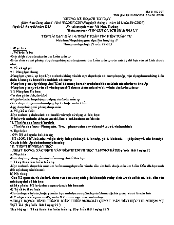 Kế hoạch bài dạy môn Tin học 7 Sách Kết nối tri thức - Bài 14: Thuật toán tìm kiếm tuần tự - Võ Nhật Trường