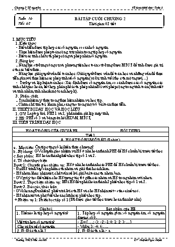 Kế hoạch bài dạy môn Toán 6 - Chương 2: Số nguyên - Huỳnh Ngọc Hạnh