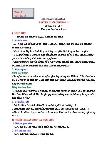 Kế hoạch bài dạy môn Toán 7 - Tuần 6 đến tuần 9