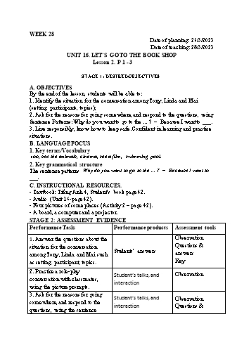 Kế hoạch bài dạy Tiếng Anh Lớp 4 - Tuần 28 - Năm học 2022-2023 - Trần Thị Hương