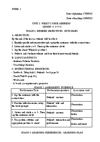 Kế hoạch bài dạy Tiếng Anh Lớp 5 - Tuần 2 - Năm học 2022-2023 - Trần Thị Hương
