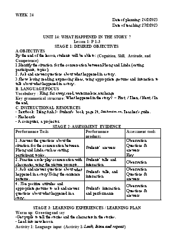 Kế hoạch bài dạy Tiếng Anh Lớp 5 - Tuần 24 - Năm học 2022-2023 - Trần Thị Hương