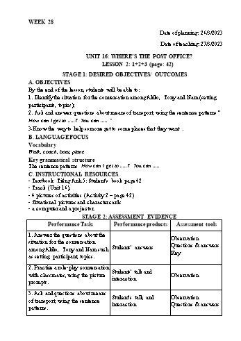 Kế hoạch bài dạy Tiếng Anh Lớp 5 - Tuần 28 - Năm học 2022-2023 - Trần Thị Hương