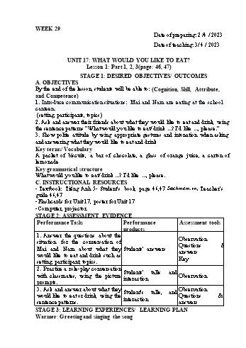 Kế hoạch bài dạy Tiếng Anh Lớp 5 - Tuần 29 - Năm học 2022-2023 - Trần Thị Hương