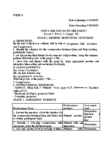 Kế hoạch bài dạy Tiếng Anh Lớp 5 - Tuần 6 - Năm học 2022-2023 - Trần Thị Hương