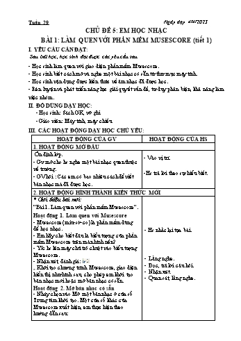 Kế hoạch bài dạy Tin học Lớp 5 - Tuần 29. Bài 1: Làm quen với phần mềm Musescore - Năm học 2022-2023 - Đoàn Thị Ngọc Mùi
