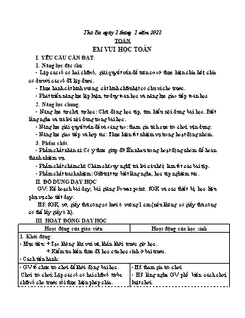 Kế hoạch bài dạy Toán Lớp 3 Sách Cánh diều - Tuần 17: Em vui học toán - Năm học 2022-2023 - Nguyễn Thị Mỹ Hoa