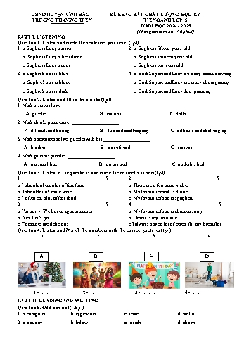 Ma trận + Đề khảo sát chất lượng học kỳ I môn Tiếng Anh Lớp 5 - Năm học 2024-2025 - Trường Tiểu học Cộng Hiền (Có đáp án + File nghe)