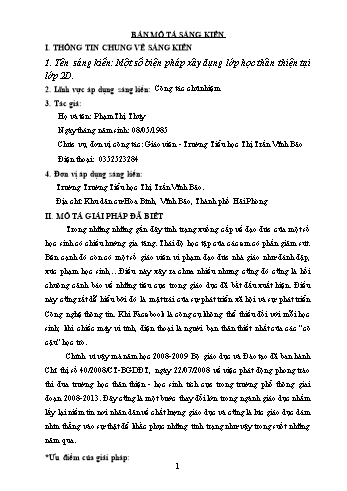 Sáng kiến kinh nghiệm Một số biện pháp xây dựng lớp học thân thiện tại lớp 2D