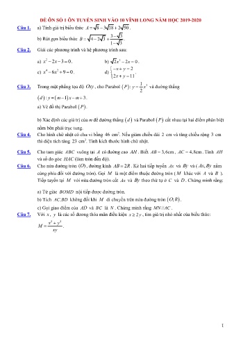 Tổng hợp 12 Đề ôn thi tuyển sinh Lớp 10 THPT môn Toán (Có đáp án)