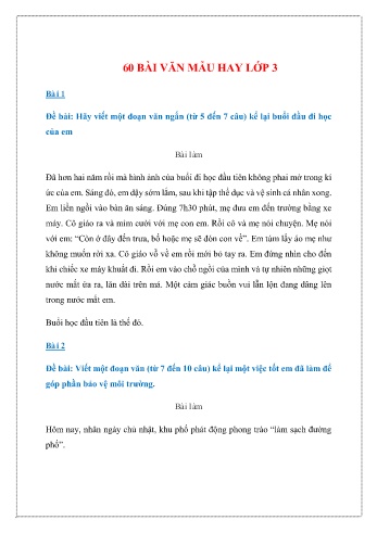 Tổng hợp 60 bài văn mẫu hay Lớp 3