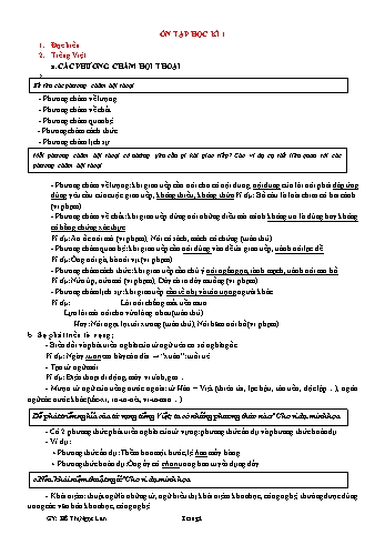 Tổng hợp kiến thức ôn tập học kỳ I môn Ngữ văn 9