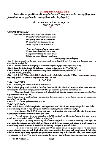 Tổng hợp kiến thức ôn tập kiểm tra học kỳ II môn Ngữ văn 9 (Kèm 20 Đề tham khảo + Đáp án)